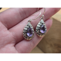 Echt zilveren oorbel hangers met Amethist 